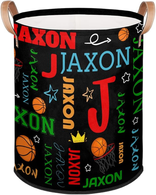 Custom Basketball Laundry Hamper, Personalized Laundry Baskets with Handles Dirty Clothes Hamper Storage Basket