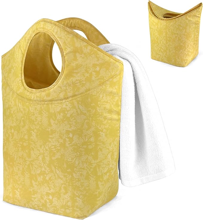 47L Foldable Laundry Basket, 18"x17"x9.5" Collapsible Laundry Hamper Portable Waterproof Storage Bag for Dirty Clothes Toys Bathroom Bedroom Camping Travel