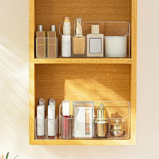 SUNFICON Makeup Organizer Holder Cosmetic Storage Box with Makeup Tray Holder Organizer Cosmetic Display Case