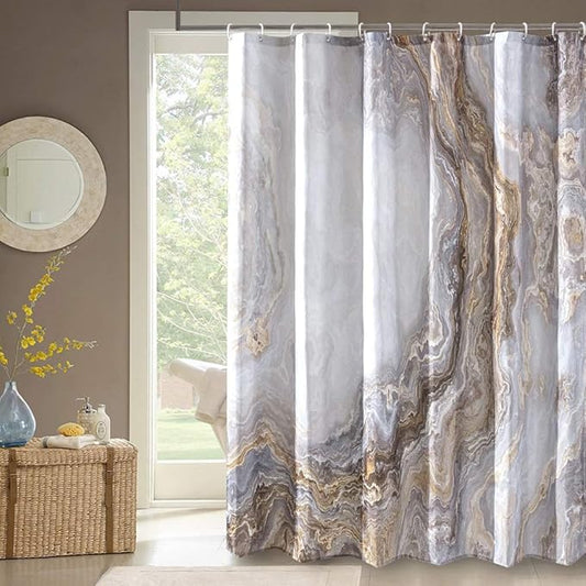 Shower Curtain Marble Texture for Bathroom, Polyester Fabric Waterproof Bathroom Decor,72x84 Inches,Long Size