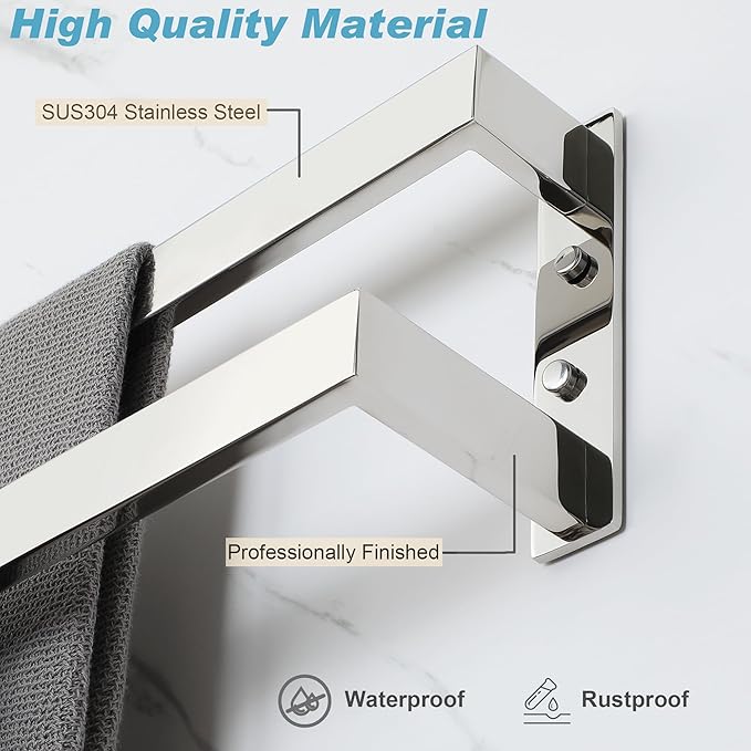 Alise Double Towel Bar, 32" Towel Racks for Bathroom Wall Mounted SUS304 Stainless Steel, Quick Drying Bathroom Towel Holder, Long Heavy Duty Towel Hanger, Polished Chrome
