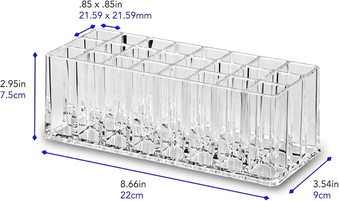 BY ALEGORY Acrylic Concealer Organizer 24 Space Deep Slot Storage Organization Refillable Container Display Case for Airbrush Creamy Coverage Tubes Sticks