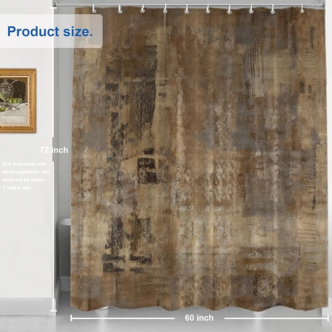 Shrahala Abstract Art Decorative Shower Curtain, Brown Grey Acrylic Painting Shower Stall Bathroom Waterproof Funny with Grommets 60x72 Inch