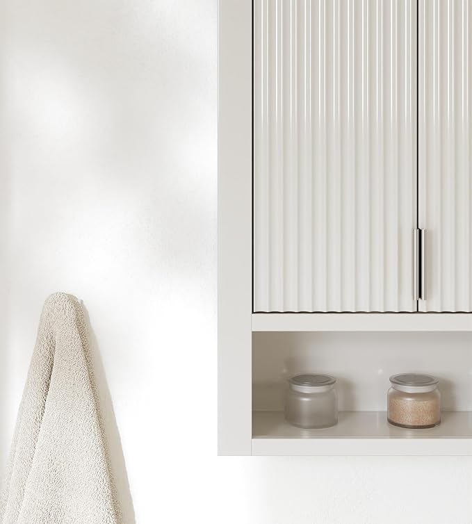 ARIEL Milan Bathroom Wall Cabinet 31" H x 23.1" W x 8" D - Open Shelf - Warm White