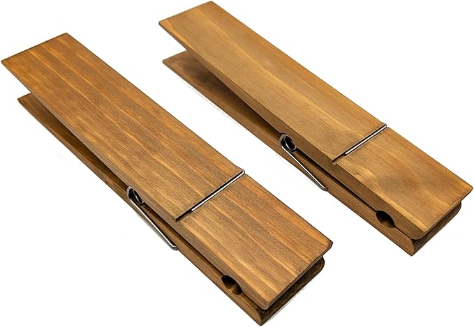Giant Clothespin Bathroom Towel Holder | Huge 12” Clothes pin | Farmhouse Bathroom décor | Laundry Room or Nursery décor | Towel Rack or Hook | Bathroom Accessories wall décor (2 Early American)