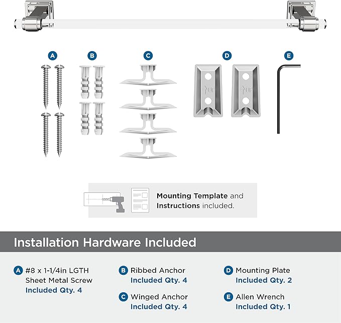 Amerock BH36063C26 | Clear/Chrome Towel Bar | 18 in (457 mm) Towel Rack | Glacio | Bathroom Towel Holder | Bathroom Hardware | Bath Accessories