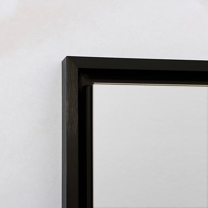 Fox Hollow Furnishings 20x30 Parker Metro Metal Framed Rectangle Recessed Bathroom Medicine Cabinet, Floating Mirror, 18x28 in-Wall Opening, Steel, Adjustable Glass Shelves, Magnet Close, Black
