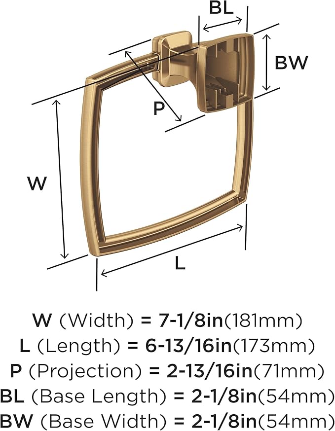 Amerock BH36032 Revitalize 6-13/16" Wall Mounted Towel Ring - Champagne Bronze
