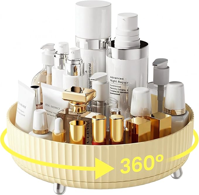 A-LuGei 【Crystal Design 11" Perfume Organizer,【360° Rotating】 Vanity Organizer, Bathroom Organizers and Storage, Makeup Organizer for Skincare Cosmetic Lazy Susan Dresser Decor【Water Ripple】