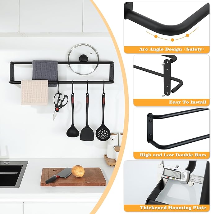 Alise Double Towel Bar,28 Inch Towel Racks for Bathroom, SUS304 Stainless Steel Towel Bar for Bathroom Wall,Quick Drying Bathroom Towel Holder Bath Towel Hanger,Matte Black