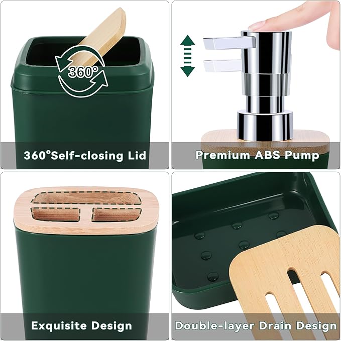 XLHOMO Dark Green Bathroom Sets with Shower Curtain and Rugs,Bathroom Sets Shower Curtain Set with Extra Soft and Absorbent Bathroom Rugs Green Bathroom Accessories