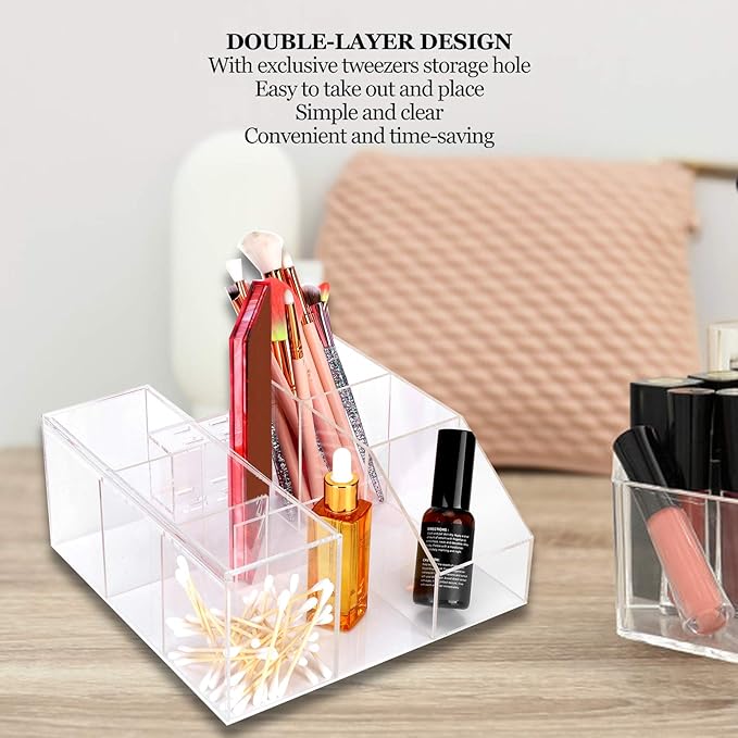 ZJchao eyelash beauty organizer,Eyelash Beauty Vanity Makeup Organizer Acrylic Eyelash Grafting Tool Storage Box Beauty Tool Display Rack Lipstick Organizer Cosmetic Cases for Home Eyelash Salon