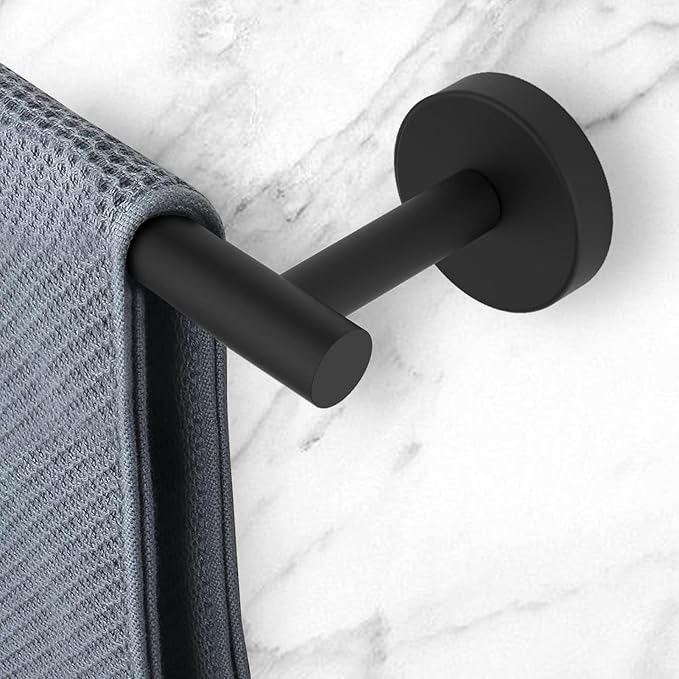 Newfun 16 Inch Matte Black Bathroom Towel Bar, 2Pcs Towel Racks for Bathroom Rod Classic SUS304 Stainless Steel Bathroom Towel Holder Wall Mounted