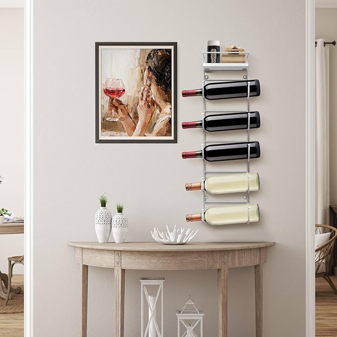 Sorbus Bathroom Towel Holder - 5 Tier Metal Towel Rack with Wood Shelf for Rolled Bath Towels, Washcloths, Linens, Hand Towels, Soaps & Accessories - Wall Mounted Towel Rack for Bathroom Towel Storage