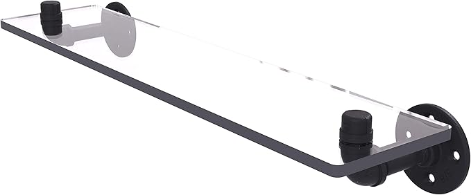 Allied Brass P-400-22-GS Pipeline Collection 22 Inch Glass Shelf, 22", Matte Black