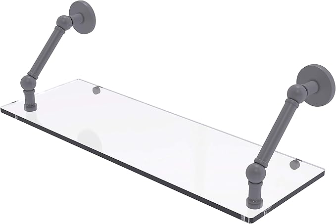 Allied Brass P1000-1-24 Prestige Skyline Collection 24 Inch Floating Glass Shelf, Matte Gray