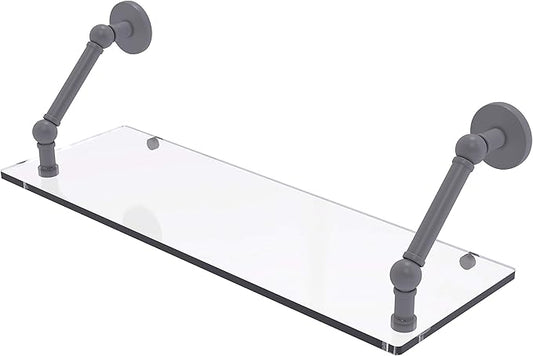 Allied Brass P1000-1-24 Prestige Skyline Collection 24 Inch Floating Glass Shelf, Matte Gray