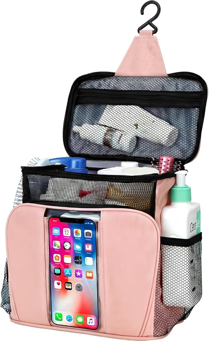 BAIMAY College Dorm room Essentials for Girls, Quick Dry Mesh Shower Caddy-Beige