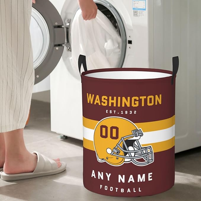Custom Laundry Hamper - Personalized Football Style Laundry Basket - Customized Name and Number - Dirty Clothes Hamper Waterproof Large Capacity Hamper for Bedroom Bathroom Living Room
