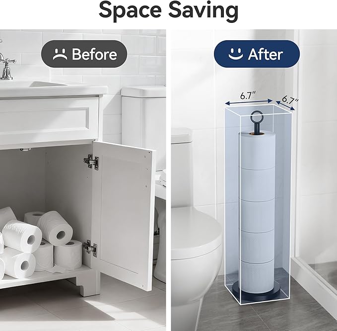 Toilet Paper Holder Stand(with Reserve Function), Free-Standing Spare Rolls Storage Holder, Stainless Steel