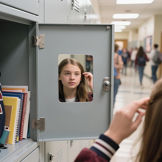 2 Pcs Strong Magnetic Locker Mirror, 4.17" x 5.78" Small Real Glass Mirror with Super Clear Reflection and Fully Magnetic Back for School Locker Refrigerator Office Cabinet