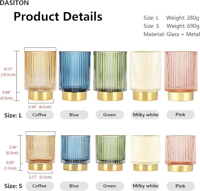 DASITON Makeup Brush holder Organizer,Crystal Cosmetic Makeup Brush Glass Brushes Storage Holder, Vintage Make Up Brush Cup Pen Pencil Holder striped vase(Pink S)