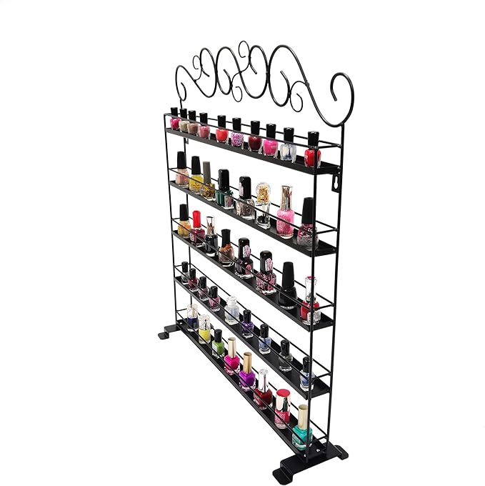 FixtureDisplays® Black Metal Nail Polish Mountable 5 Tier Organizer Display Rack Essential Oil Rack 16034-BLACK