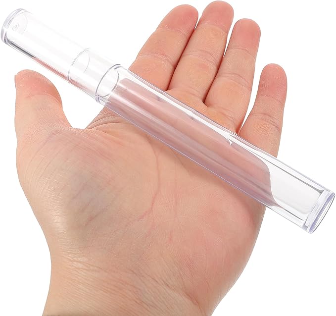 FRCOLOR Plastic Tweezers Storage Box with Lid Clear Cylindrical Organizer for Eyelash Tools Makeup Brushes 5.9 Inch Thin Dustproof Case