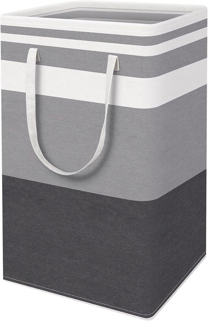 HomeHacks Large Laundry Basket, Waterproof, Freestanding Laundry Hamper, Collapsible Tall Clothes Hamper with Extended Handles for Clothes in The Dorm and Family Gradient Grey,88L