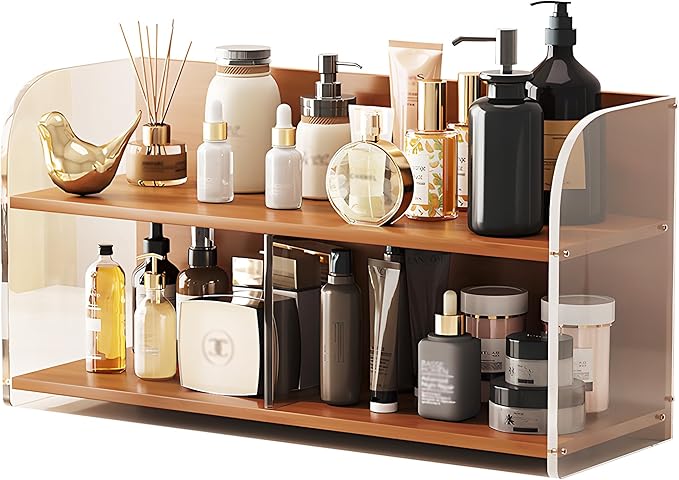 20 Inches Bamboo Cosmetic Organizer, Large Vanity Organizer, Makeup Organizer Countertop, Skincare Organizer Countertop