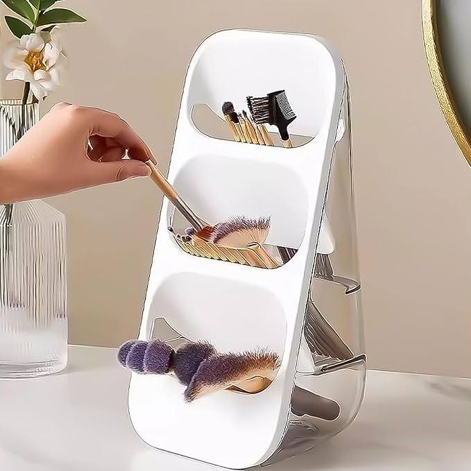 Brrnoo 3 Tier Acrylic Storage Organizer for Cosmetics Brush Jewelry, Makeup Organizer Display Rack Holder for Vanity Countertop, Multipurpose Display Case