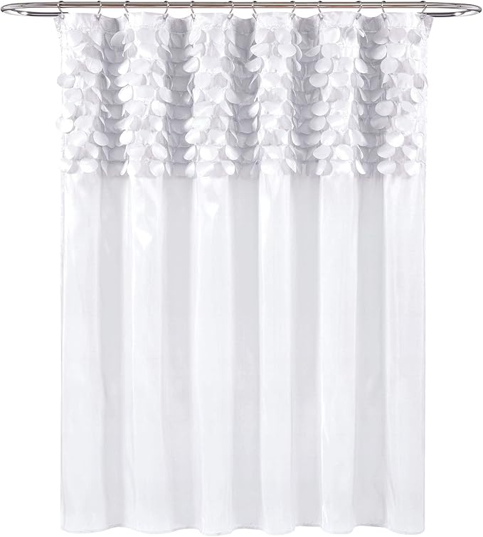 Lush Decor Lillian Shower Curtain, White, 72" x 72\