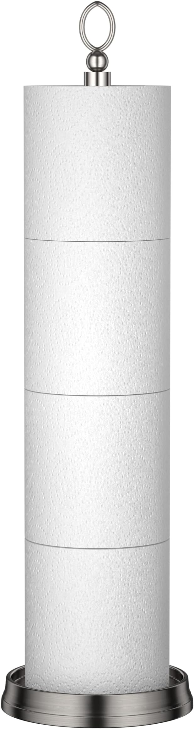 ROLABAM Heavy Weighted Toilet Paper Holder (with Reserve Function) Free Standing Toilet Paper Storage，Spare Toilet Paper Roll Holder Storage Stand for Bathroom Total Height 22.5" ，Brushed Nickel