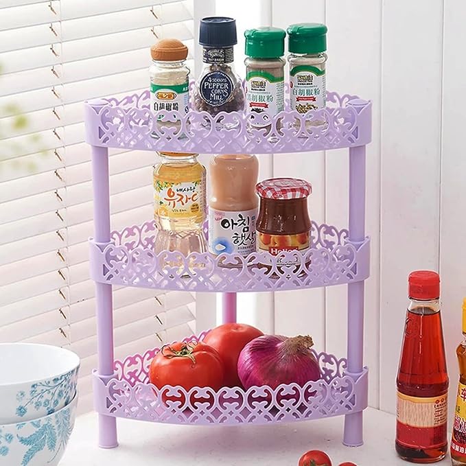 SOLUSTRE Plastic Storage Shelves Bathroom Shelf Corner Organizer Desk Stand Rack Basket for Home Kitchen Bathroom