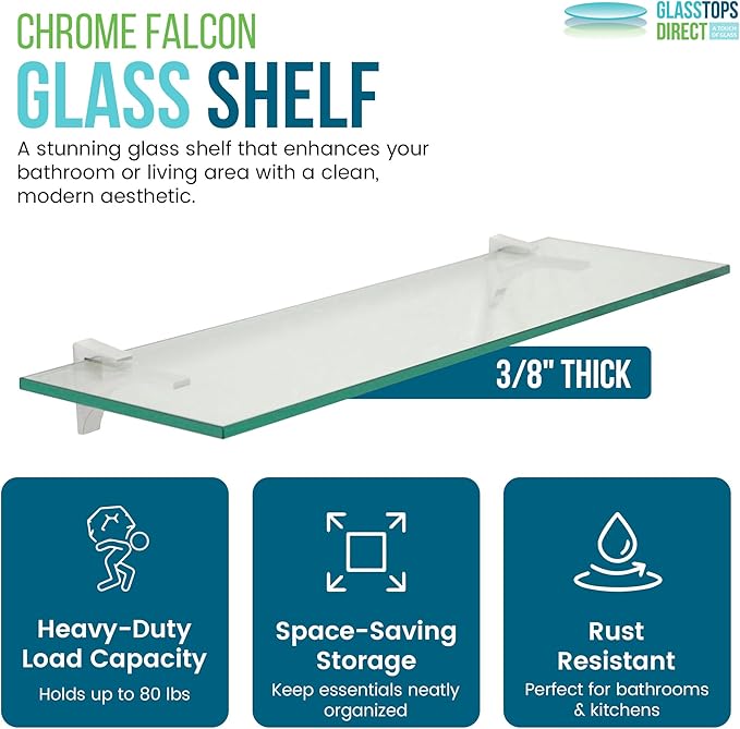 Spancraft Clear Floating Glass Shelf 6