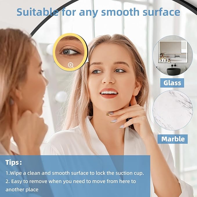 6" 20x Magnifying Mirror with Light Suction Cup,Led Close up Makeup Mirror for Tweezing with 360° Stand,3 Color Lighted Personal 20x Mirrors,20 Times Concave Zoom for Closer Partial Details