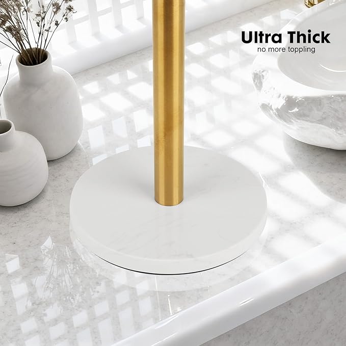 19 inch Brushed Gold Double Towel Holder Stand, Hand Towel Bar Bathroom Vanity Countertop Towel Holder Free Standing,Towel Ring Hardware Accessories Towel Rack