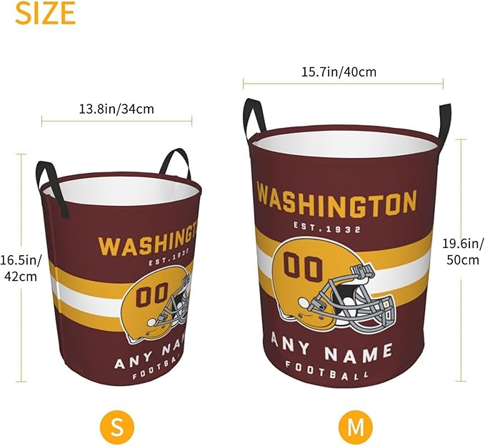 Custom Laundry Hamper - Personalized Football Style Laundry Basket - Customized Name and Number - Dirty Clothes Hamper Waterproof Large Capacity Hamper for Bedroom Bathroom Living Room