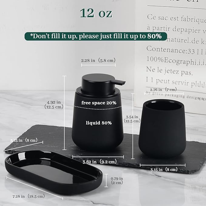 BosilunLife Bathroom Accessories Set 3 pcs (Black-Liquid)