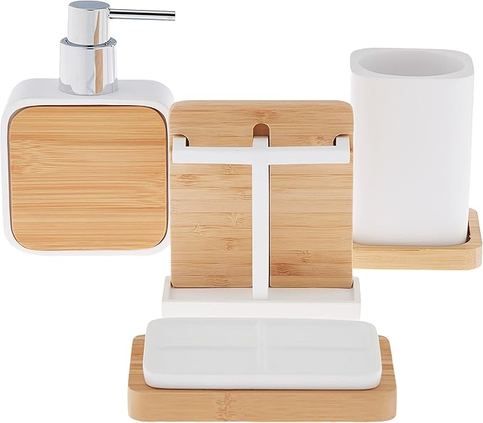 Sweet Home Collection Bathroom Accessories Sets Unique Collections Modern Classic Contemporary Decorative Beautiful Designs Bath Shower Tub Décor, 4 Piece, Ritz