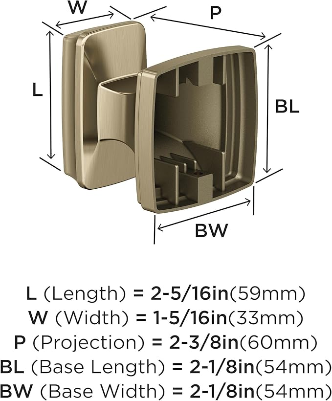 Amerock BH36030BBZ | Golden Champagne Single Robe Hook | 2-1/8 in. (54 mm) Length Towel Holder | Revitalize | Towel Hook for Bathroom | Bathroom Hardware | Bath Accessories