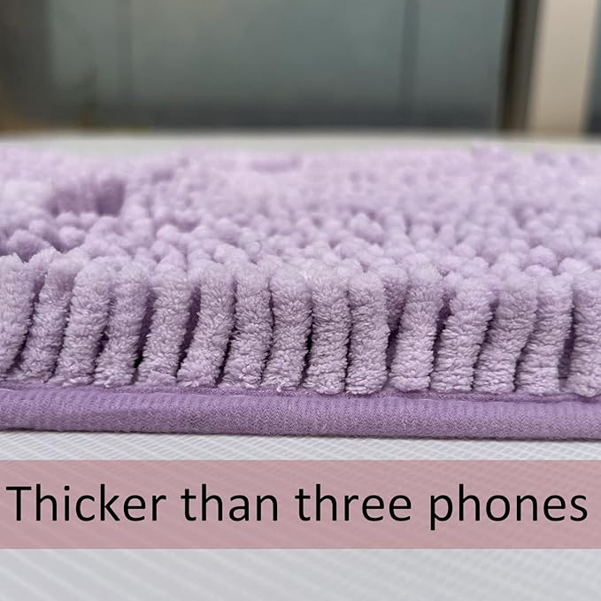 RUN HELIX Chenille Bathroom RugsSet 3 Piece Bath Mats for Bathroom Non-Slip Luxury Bathroom Runner Rug Extra Soft and Absorbent Shaggy Rugs Washable Dry Plush