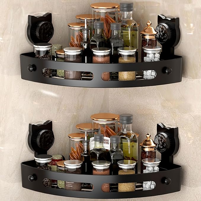 Space Saving Wall Mount Triangular Organiser Suction Cup Storage Rack Bathroom Storage Shelf for Toiletries Cosmetics Trilateral Shelf