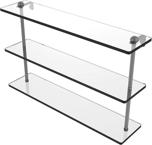 Allied Brass RC-5/22 22 Inch Triple Tiered Glass Shelf, Matte Gray