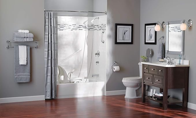 Moen Eva Collection Brushed Nickel 26-Inch-Wide Hotel-Style Towel Shelf, Wall Mounted Towel Rack for Bathroom, YB2894BN