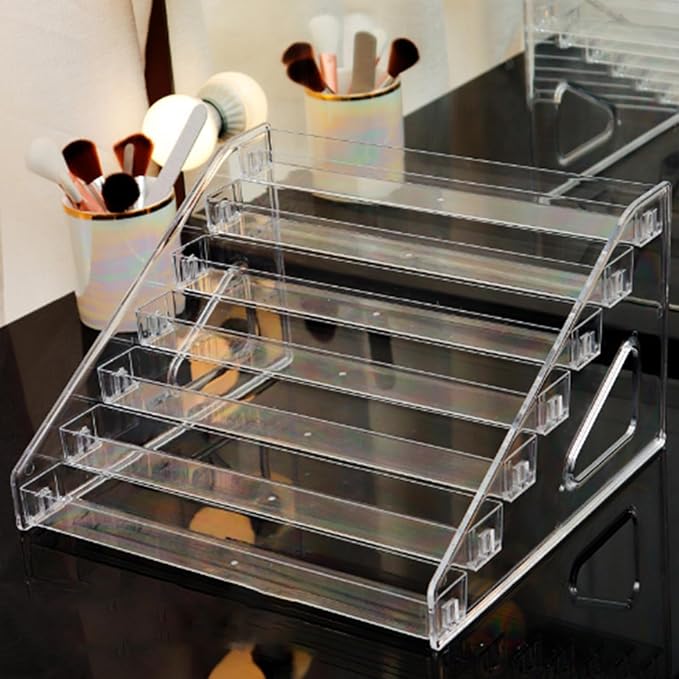 7 Tiers Acrylic Nail Polish Organizer Rack,Paint Rack Gel Nail Polish Shelf Display,Essential Oils Holder Makeup Organizer,Cosmetic Eyeglasses Lash Display ﻿