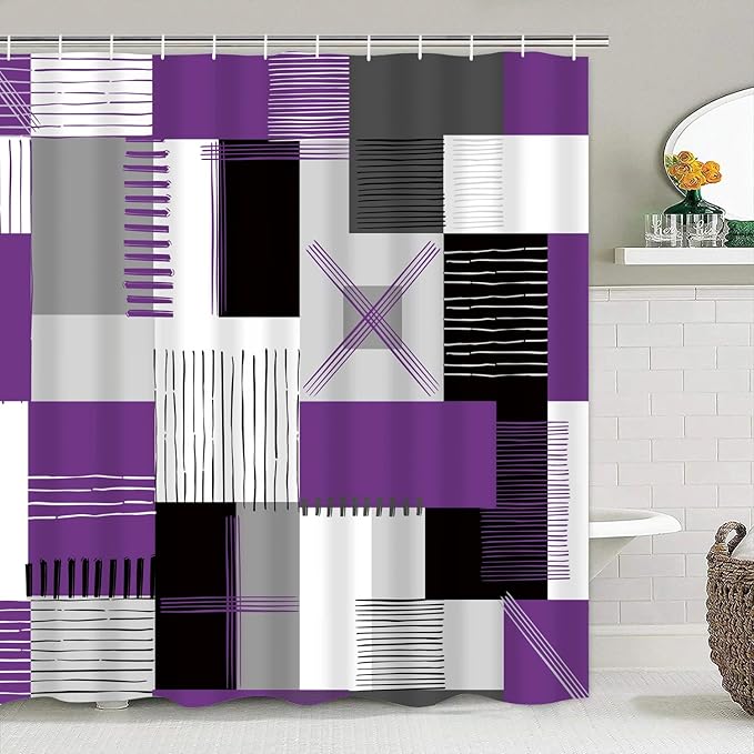 Shower Curtain Sets Lavender Purple Bathroom Sets with Shower Curtains and Rugs Modern Home Bathroom Décor Accessories,Shower Curtains Waterproof with Non-Slip Rugs Toilet Lid Cover and Bath Mat