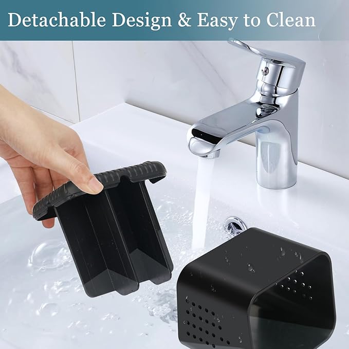 PARKMANI Black Toothbrush Holders for Bathrooms, Kids Electric Toothbrush and Toothpaste Holder, 4 Slots Tooth Brush Holder for Bathroom Countertop Organizer (Black)