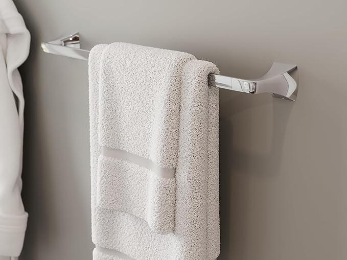 Pfister Bruxie Bath Towel Bar for Bathroom, 24-Inch, Wall-Mounted, Screw-in, Polished Chrome Finish, BTBBIE2C