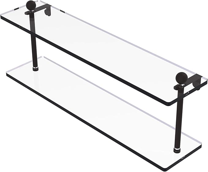 Allied Brass PR-2/22-ORB Pr 2 22 Inch Two Tiered Glass Shelf, Oil Rubbed Bronze